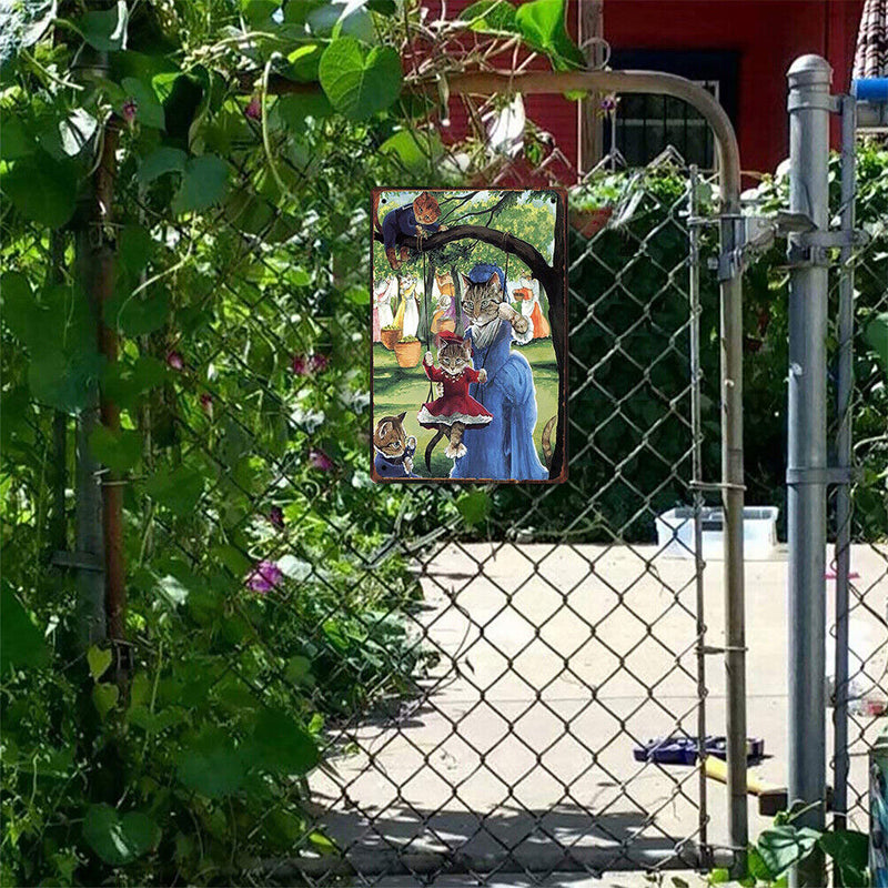 Metal Sign Plaque Tin Sign Swing Cat Poster Living Room Bar Cafe Decoration