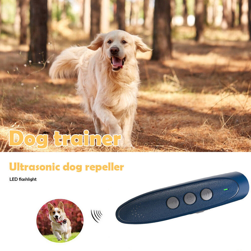 Ultrasonic Dog Repeller Anti Barking Pet Chaser Training Device (Navy Blue)