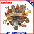 Street DIY Cotton Thread Counted Full Cross Stitch Stamped Needlework Cartoon