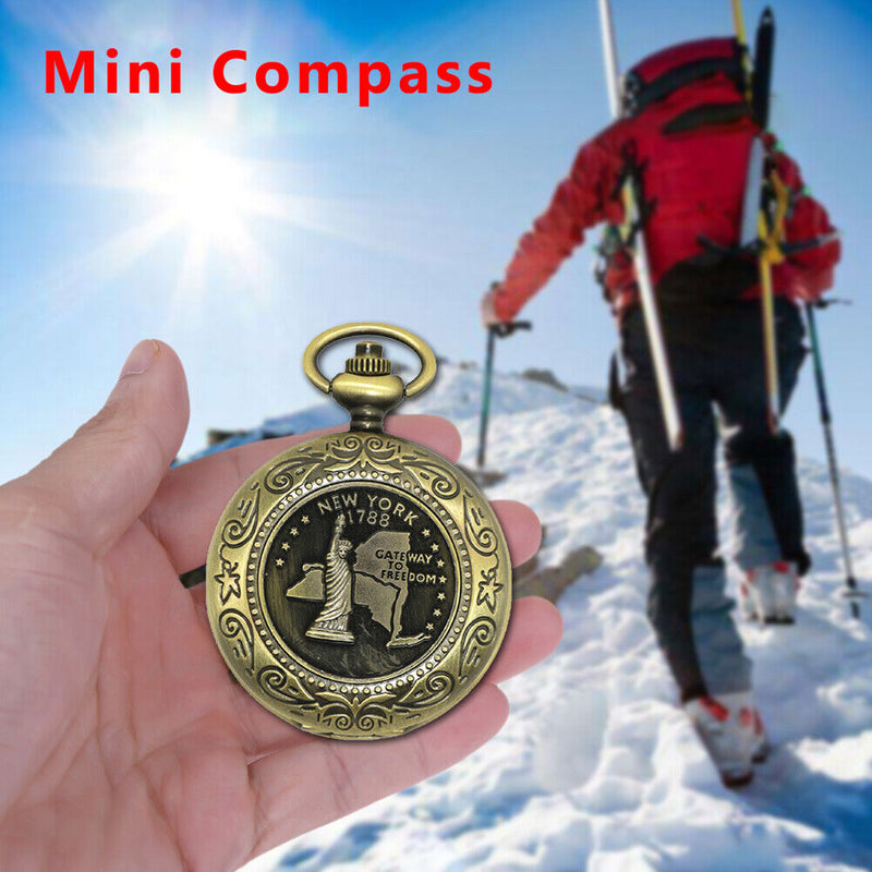 Portable Metal Retro Pocket Watch Compass Zinc Alloy Flip Navigation Compas