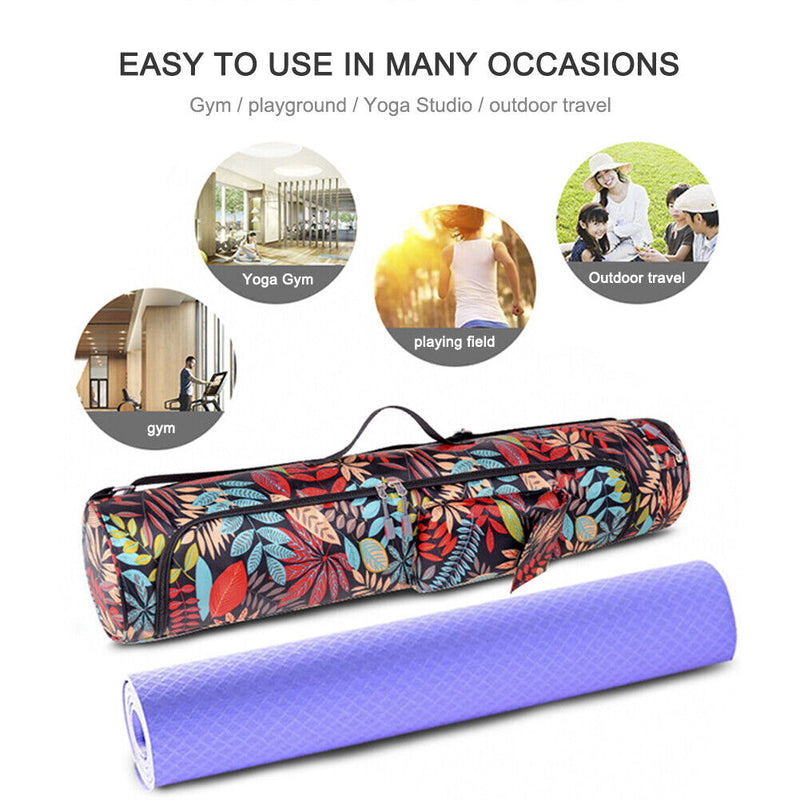 Printed Yoga Mat Bag Pilates Fitness Sports Exercise Pad Carry Backpack (1)