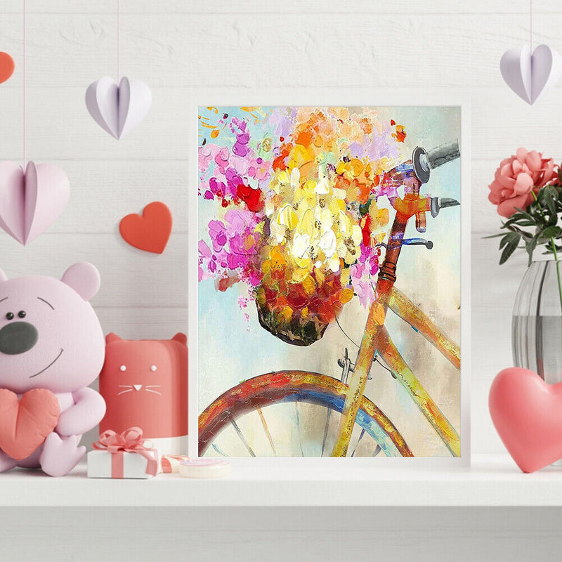 Bicycle Basketball Flower Frameless Oil Paint By Numbers Hand Painted Picture Kit