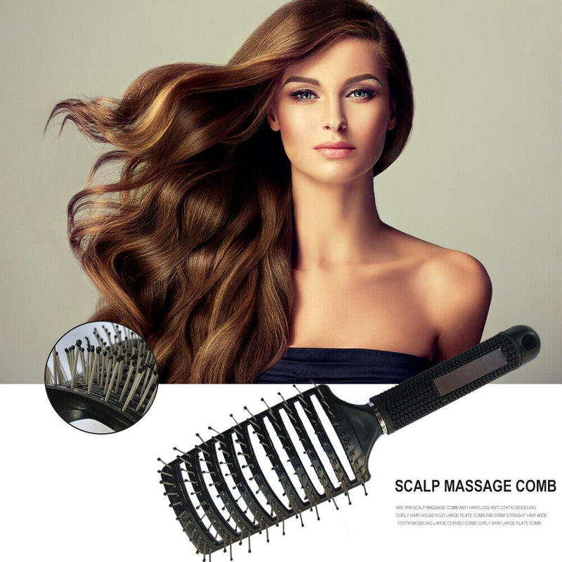 Women Hair Scalp Massage Comb Bristle Hairbrush Detangle Brushes (Black) Newly