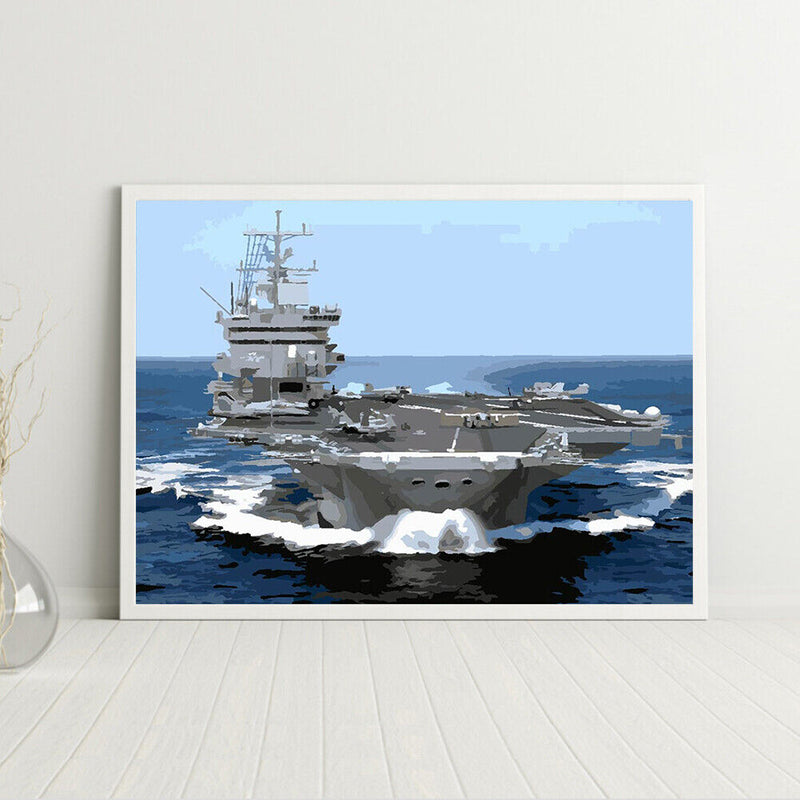 Oil Paint by Numbers Spaceship Canvas Artwork Living Room Picture Art Decoration