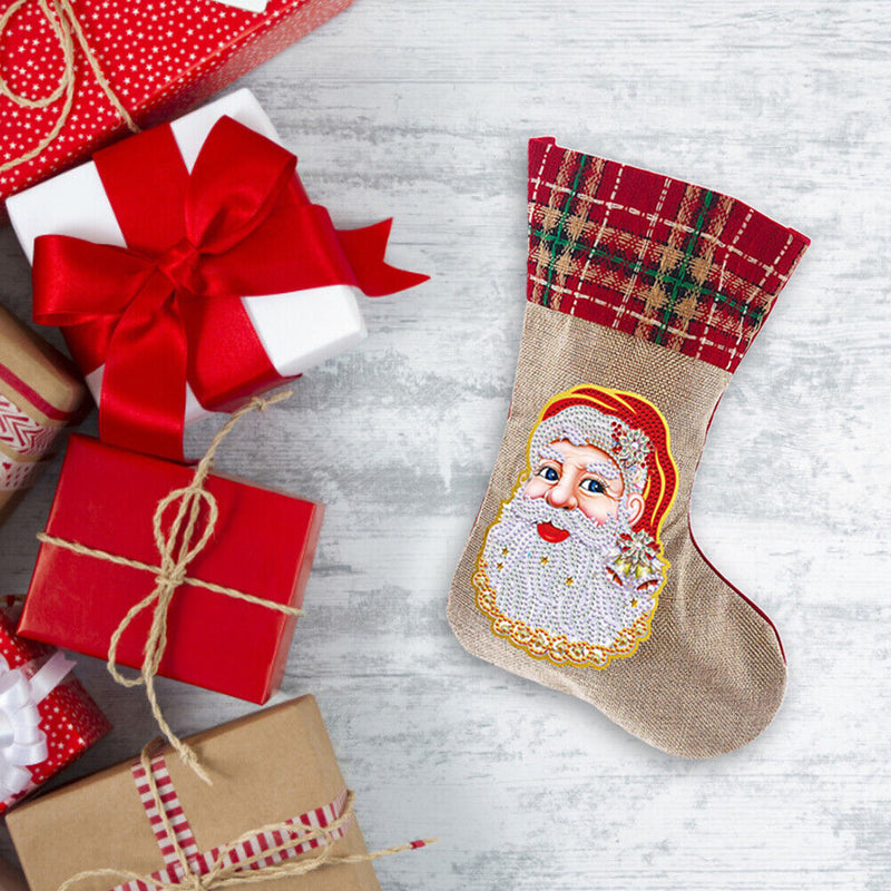 5D Diamond Painting Xmas Rhinestone Sock Embroidery Mosaic Gift Bag (SDW04)