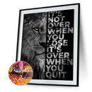 5D Diamond Painting Letters Lion Round Mosaic Picture DIY Home Decor 40X50cm