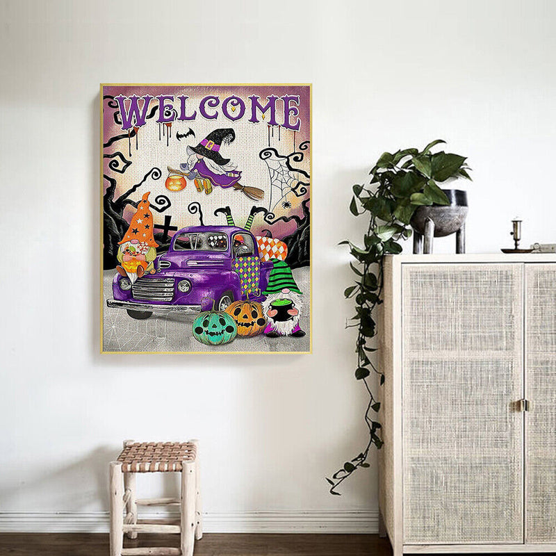 Frameless Oil Paint By Numbers Purple Gnome DIY Canvas Picture Craft Kit