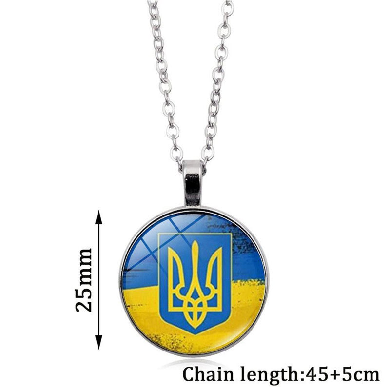 Women Men I Stand with Ukraine Charm Pendant Ukrainian Flag Ukraine Necklace