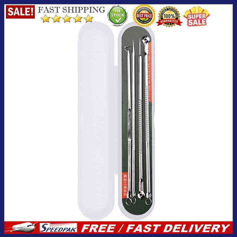 4pcs Durable Acne Needle Hook Set Pimple Spot Cleaning Needle Beauty Care Tool