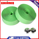 2PCS Cycling Road Bike Sports Cork Handlebar Tape + 2 Bar Plug Green