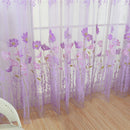 Offset Printing Sheer Curtain Yarn Tulle Window Screen Voile Panel(Purple)