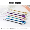 Stainless Steel Spoon Tea Filter Drinking Straw Bar Accessories (Black) Newly