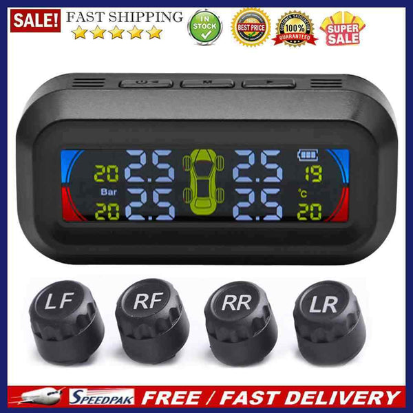Solar TPMS AN-10C LCD Digital Display Car Tire Pressure Monitoring Alarm System