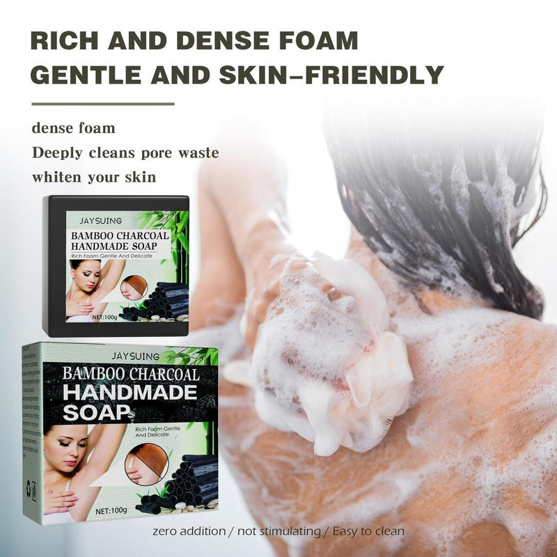 100g Women Bamboo Charcoal Armpit Whitening Handmade Soap Skin Cleansing_
