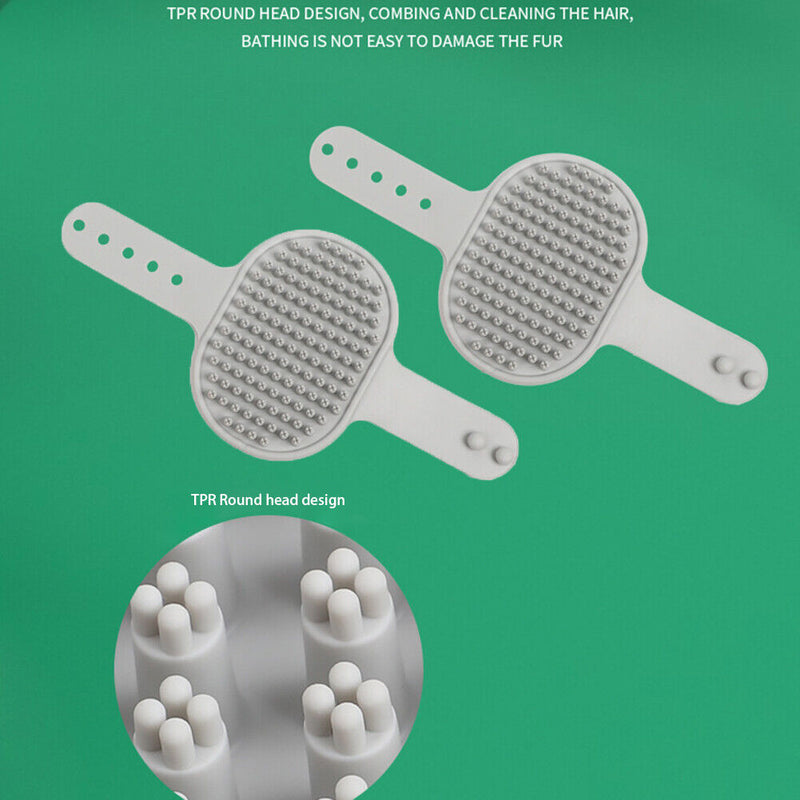 Dog Cat Bath Brush Comb Rubber Pet Hair Fur Grooming Massage Glove (Grey) Newly