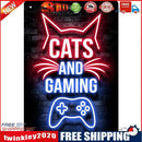 Cats and Gaming Retro Metal Plate Tin Sign Plaque Poster for Bar Club Cafe