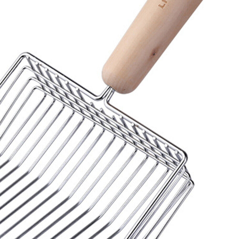 Cat Litter Shovel Wooden Handle Pet Toilet Cleaning Poop Scooper (Metal) Newly