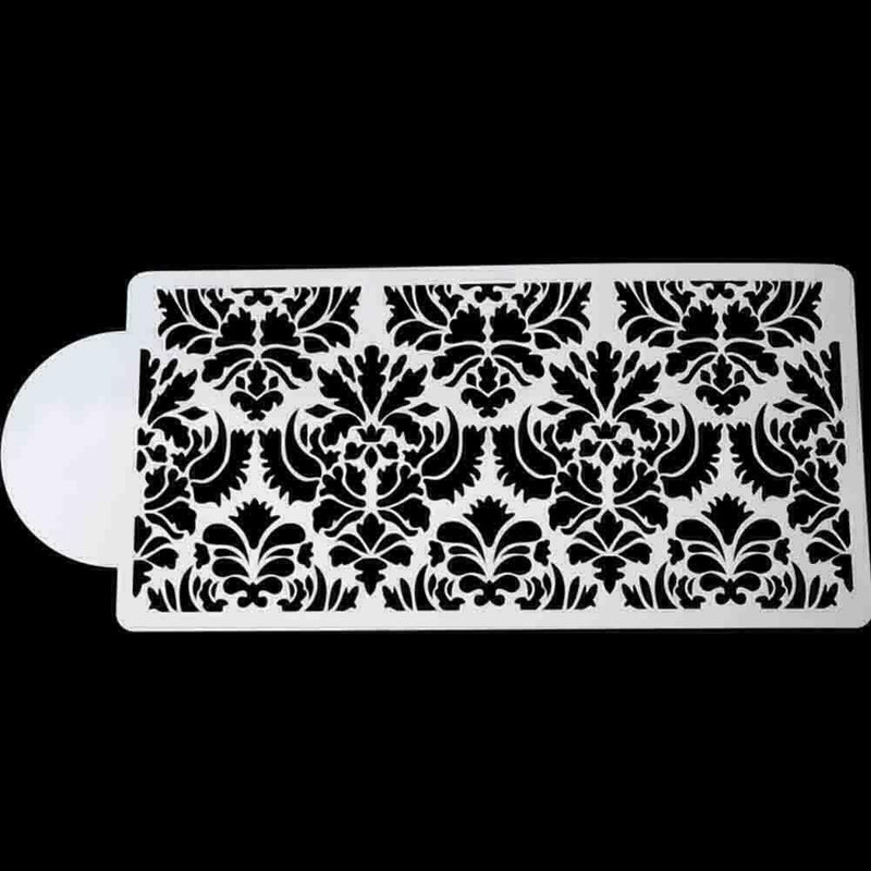 Lace Flower Border Fondant Cake Stencil Baking Tool Decor Damask Mould P0K7