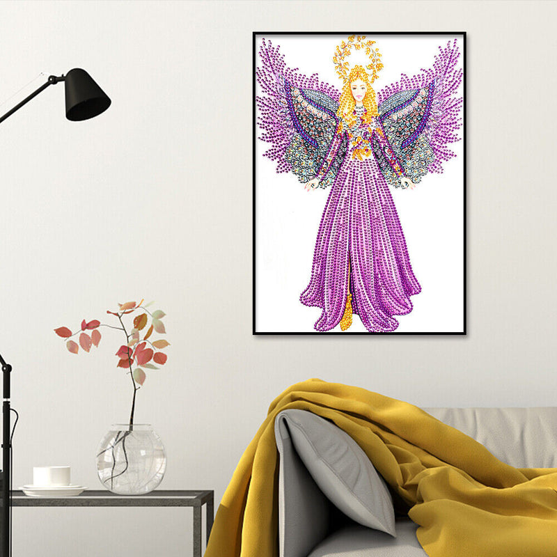 Diamond Painting Rhinestone 5D Special Shaped DIY Mosaic Kit Purple Angel Newly
