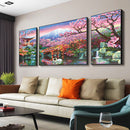 Frameless Painting By Numbers Courtyard DIY Drawing On Canvas Craft Triptych Kit
