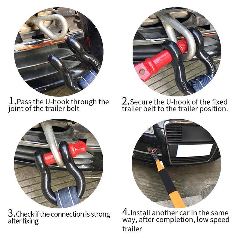 16ftx2in 5 Tons Heavy Duty Car Road Recovery Tow Strap Towing Rope Orange Newly