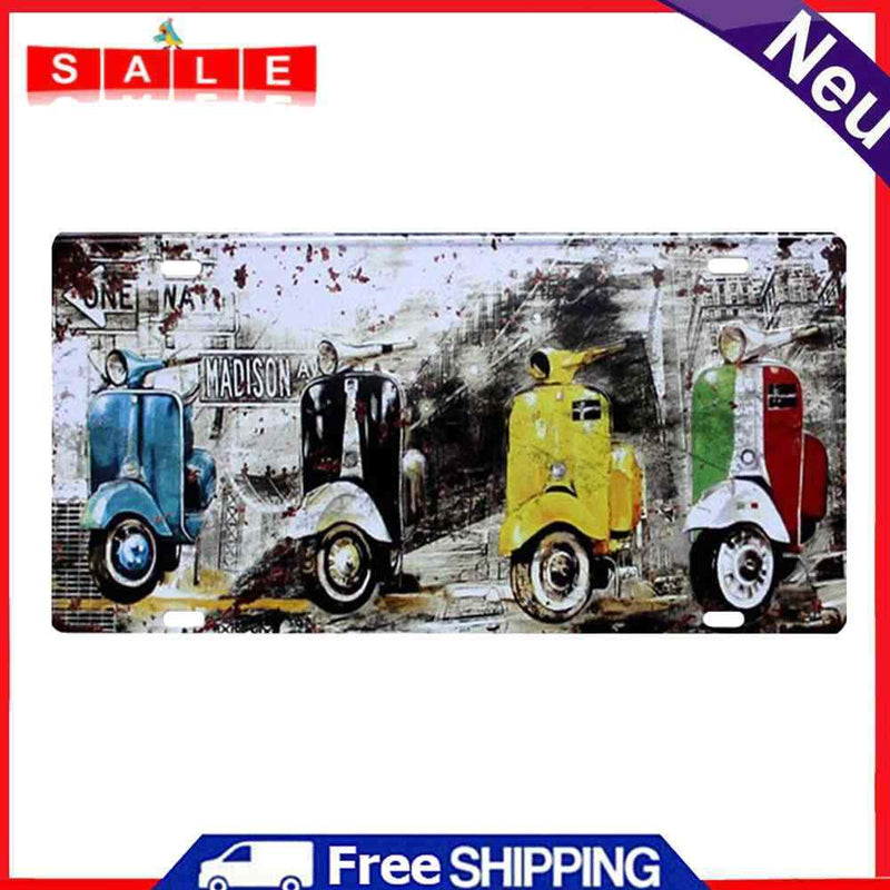 Home Weatherproof Retro Chic Motorcycle Sign Iron Painting Wall Drawing Template