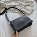 Retro Women Soft PU Solid Color Shoulder Bag Casual Ladies Multi Layer Handbag
