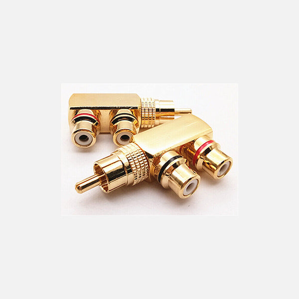 1 Male to 2 RCA Female AV Audio Video Adapter Plug Splitter Converter Connector