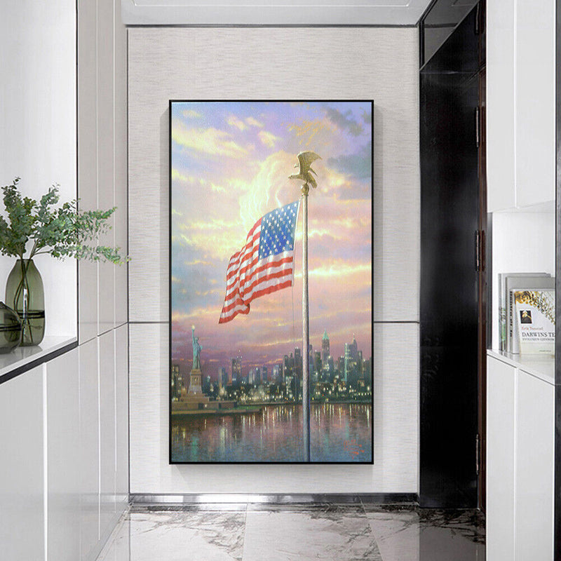 Diamond Painting Full Round Drill American Flag Rhinestone Modern Handmade Cr