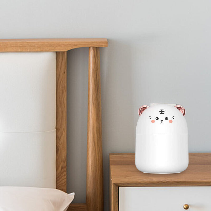 Air Humidifier Cute Tiger Aroma Diffuser with Night Light Cool Mist (White)