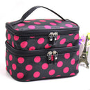 Double Layer Women Cosmetic Bag Zipper Organizer Portable Travel Makeup Sto