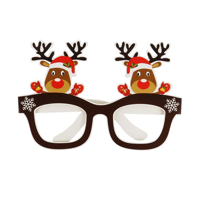 Year Navidad Christmas Glasses Paper Glasses Frame Xmas Tree Elk Santa Claus