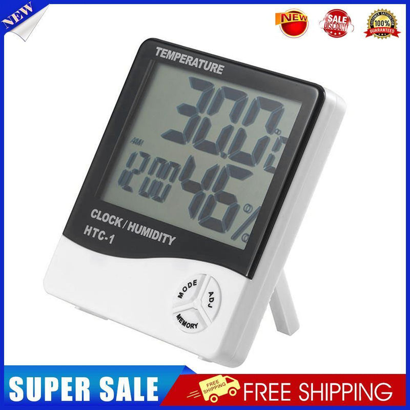 HTC-1 Large LCD Digital Indoor Hygrometer Room Thermometer with Alarm Clock