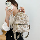 Fashion Flower Print Pure Small Backpack for Girls Casual Soft Canvas School Bag
