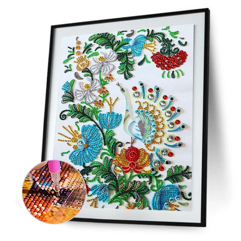 Partial Special Shape Crystal Drill Diamond Painting Peacock Draw (YK190) Newly