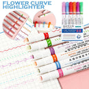 6X Heart Flower Dot Line Shaped Highlighter Pen Color Roller Tip Curve Liner`