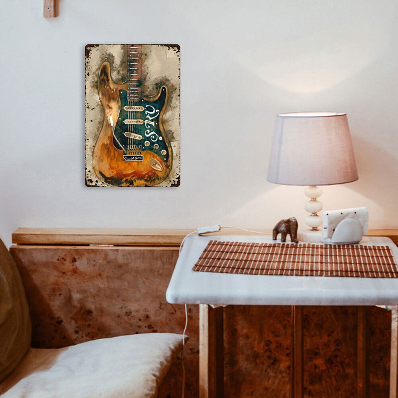 #A Retro Guitar Metal Plate Tin Sign Plaque for Bar Pub Club Cafe Home Decorat