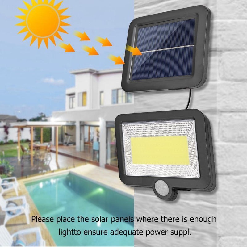 Solar COB LED Light Waterproof Outdoor Courtyard PIR Motion Sensor Spotlight