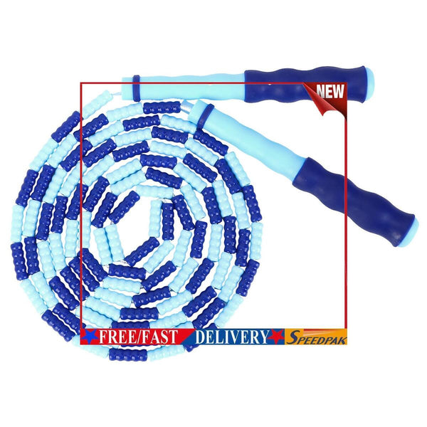 Skipping Rope Professional Rope Skipping Soft Beads Unknotted Rope (Blue) #F