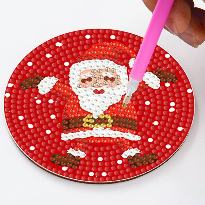 DIY Acrylic Diamond Coaster Set Christmas Style (8 Piece Set 1 Rack) (BD205)