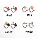 Jewelry Handmade Enamel Metal Earrings Pendants Double Hearts Shape Neacklace