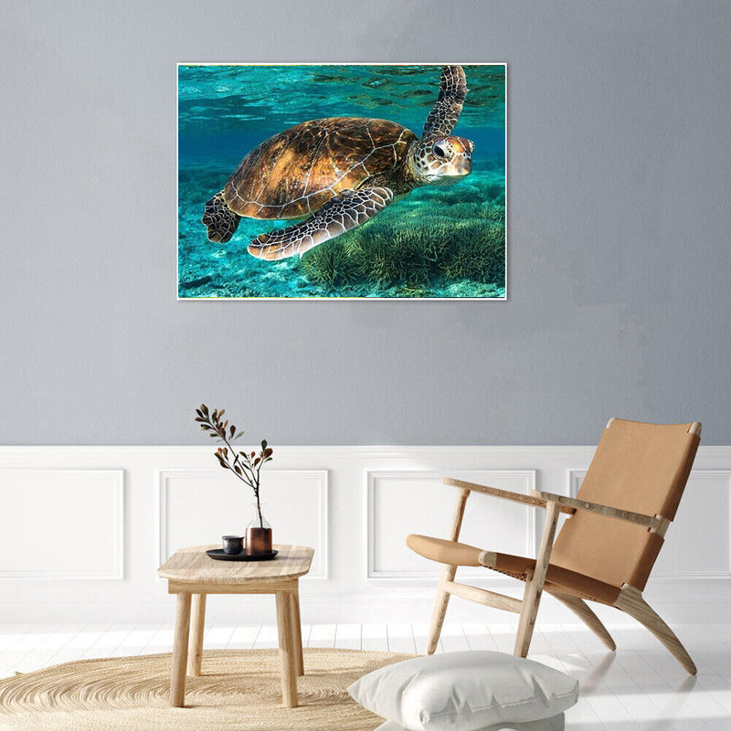 DIY Hand Painted Paint By Numbers Oil Canvas Pictures Sea Turtle Kit Room D