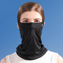 Ice Silk Hanging Ear Face Neck Scarf UV Protection Gaiter Bandana (Black) Newly