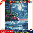11CT Stamped Seaside Lighthouse Print Kits Cross Stitch Embroidery (M0071) Newly