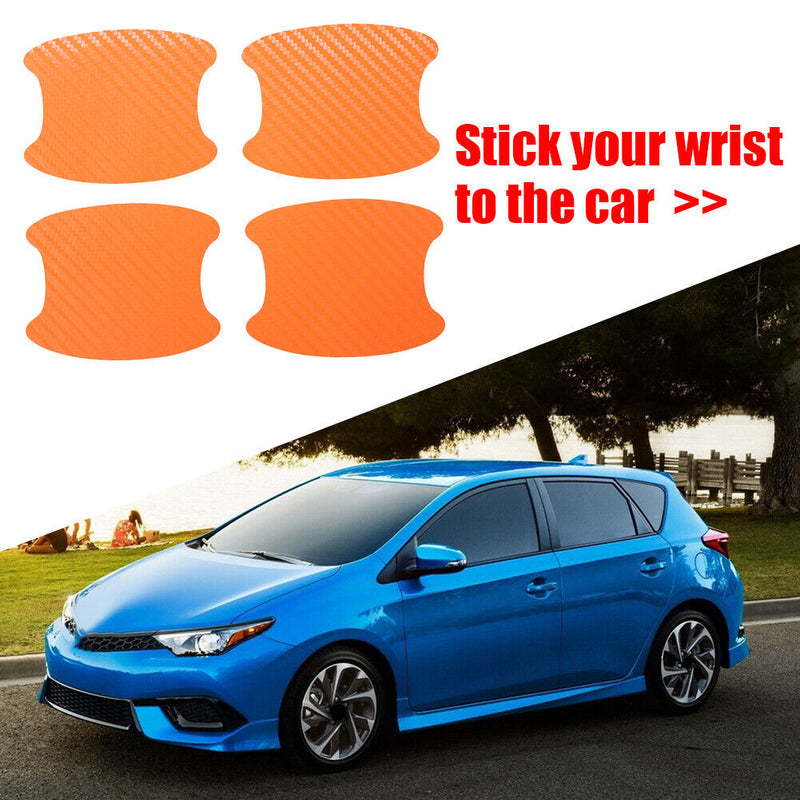 Carbon Fiber Car Exterior Door Handle Cup Protector Stickers Universal Set