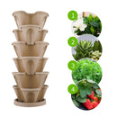 Strawberry Planter Pot Stackable Flowerpots Plants Seedling Holder (Beige) Newly
