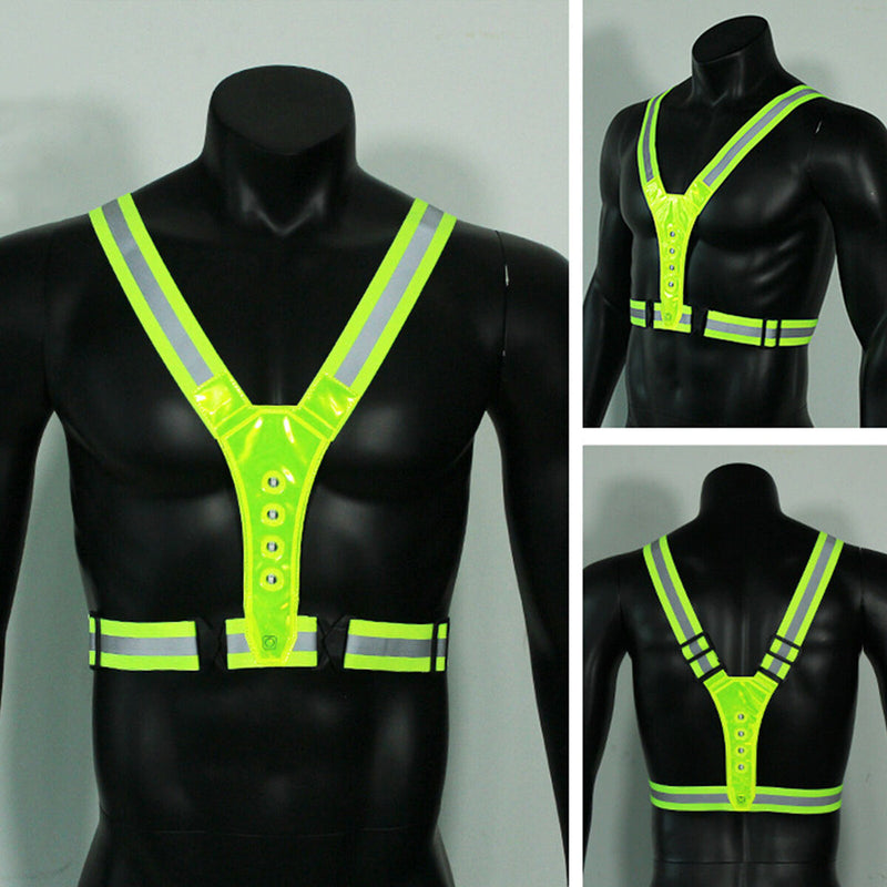 LED Reflective Running Vest, Safety Gear for Night Running, Walking, Cyclin