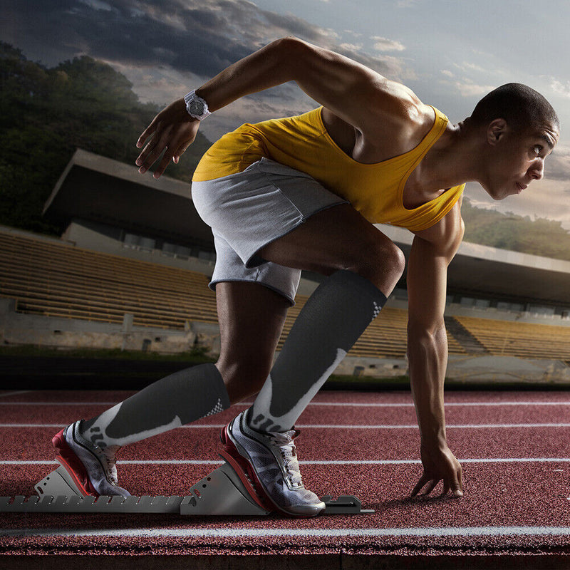 Compression Socks Unisex Sports Running Football Elastic Socks (Black S/M) Newly