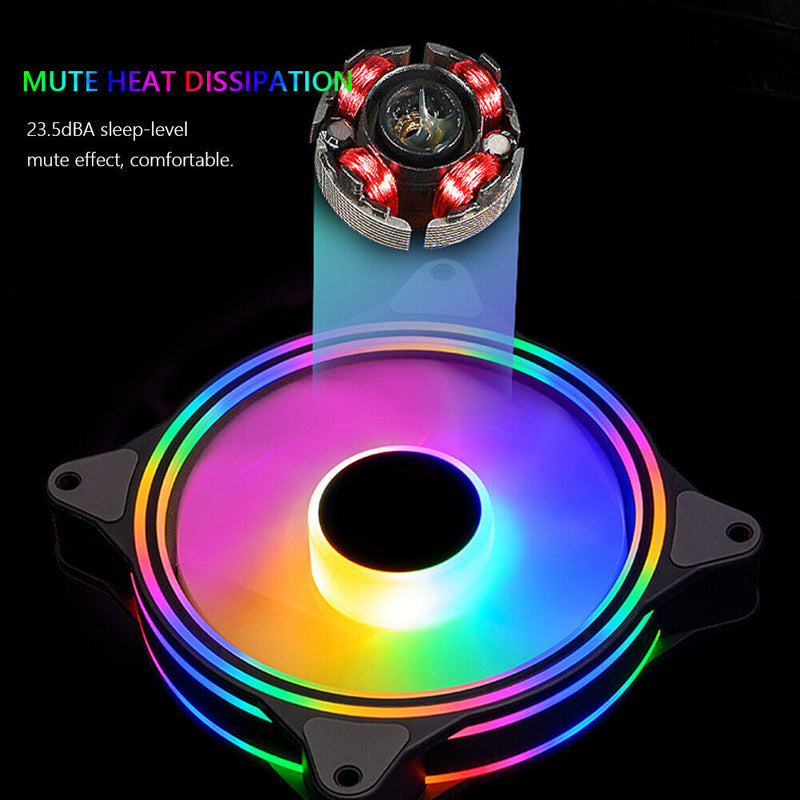 COOLMOON 12cm Quiet Cooling Fan PC Case Large 4 Pin LED Heatsink for Desktop