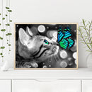 11CT Full Cross Stitch Cat Kiss Butterfly Stamped DIY Kits Handmade Embroidery